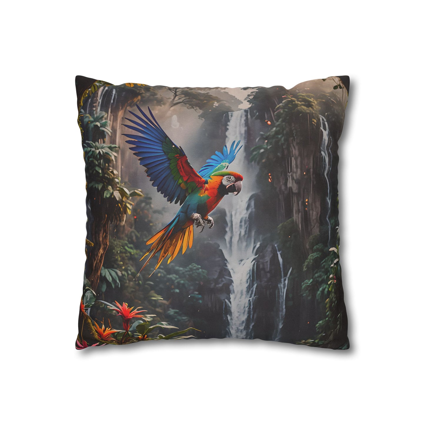 Waterfall Jungle Macaw Pillowcase