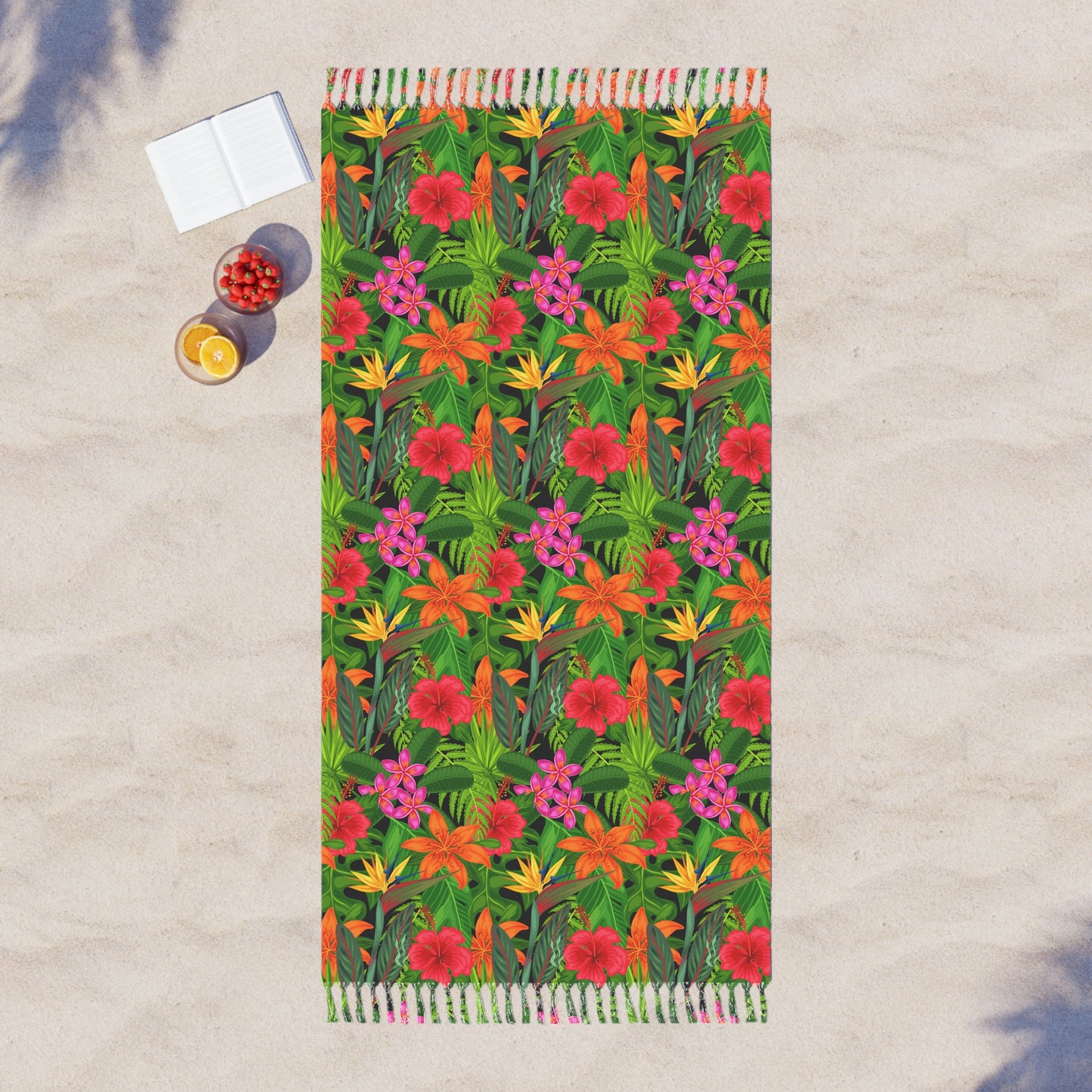 Tropical Bird of Paradise Flower Beach Towel
