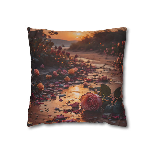 Romantic Rose Beach Sunset Pillowcase