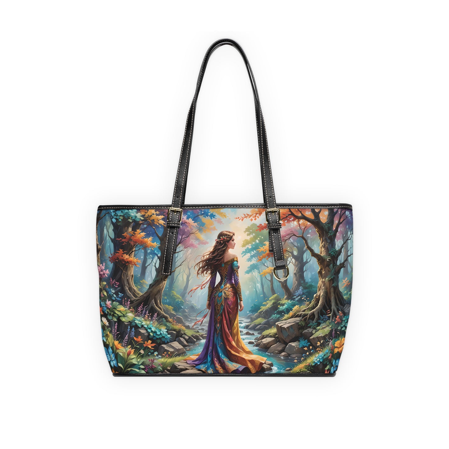 Enchanted Woodland Woman PU Leather Shoulder Bag