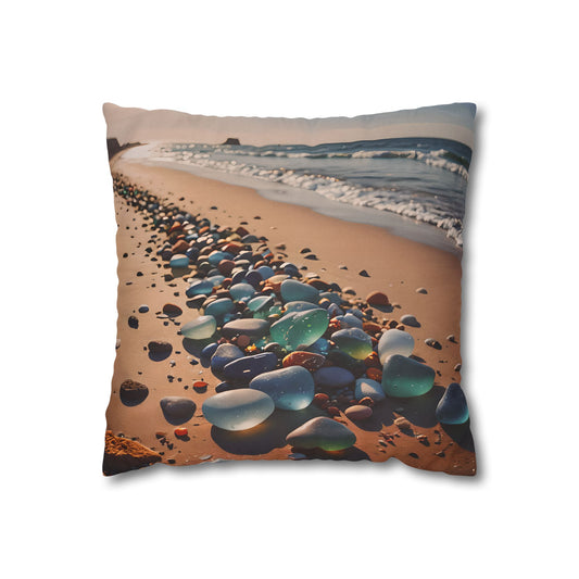 Colorful Sea Glass on Beach Pillowcase