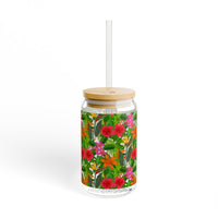 Tropical Floral Pattern Sipper Glass