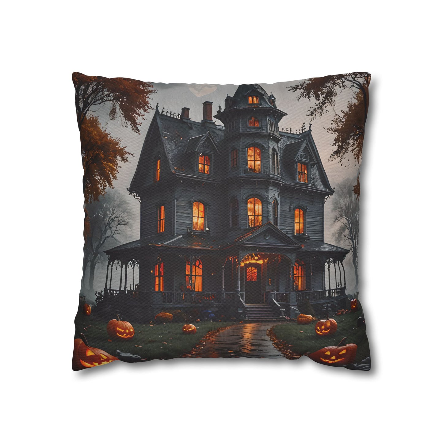 Haunted Victorian Mansion Pillow Cover