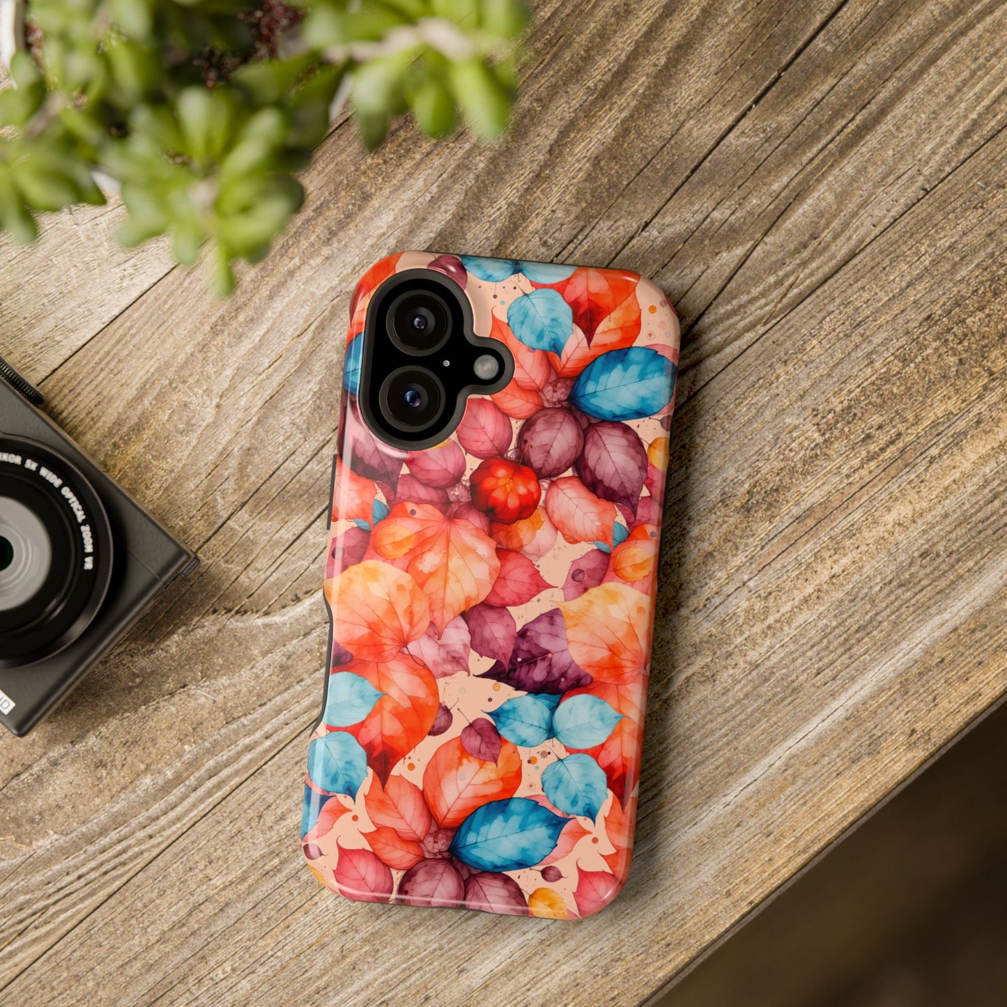 Watercolor Autumn Leaves Magnetic Phone Case