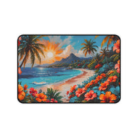 Tropical Floral Sunset Beach Desk Mat