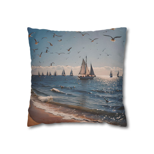 Sailboat Seascape Decorative Pillowcase