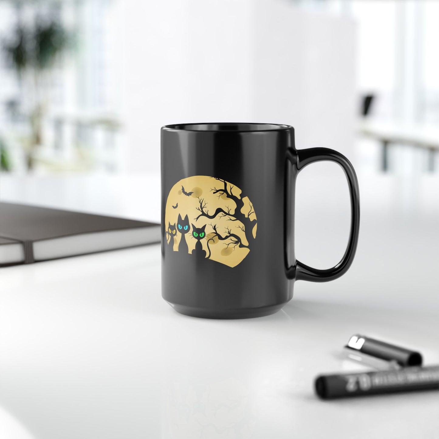 Halloween Black Cat Moon Mug