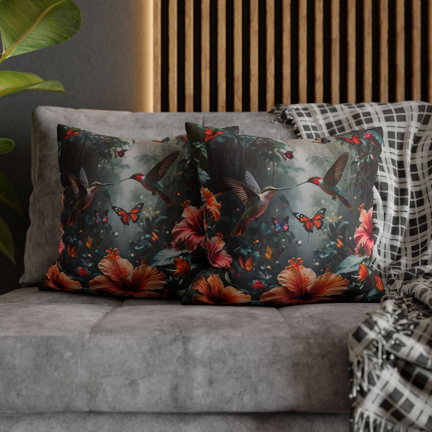 Hummingbird & Hibiscus Decorative Pillowcase