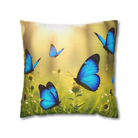 Blue Butterfly Decorative Pillowcase
