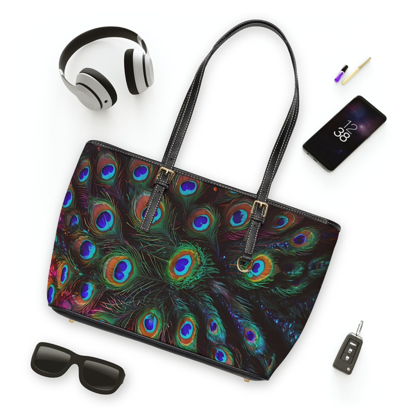 Peacock Feather PU Shoulder Bag