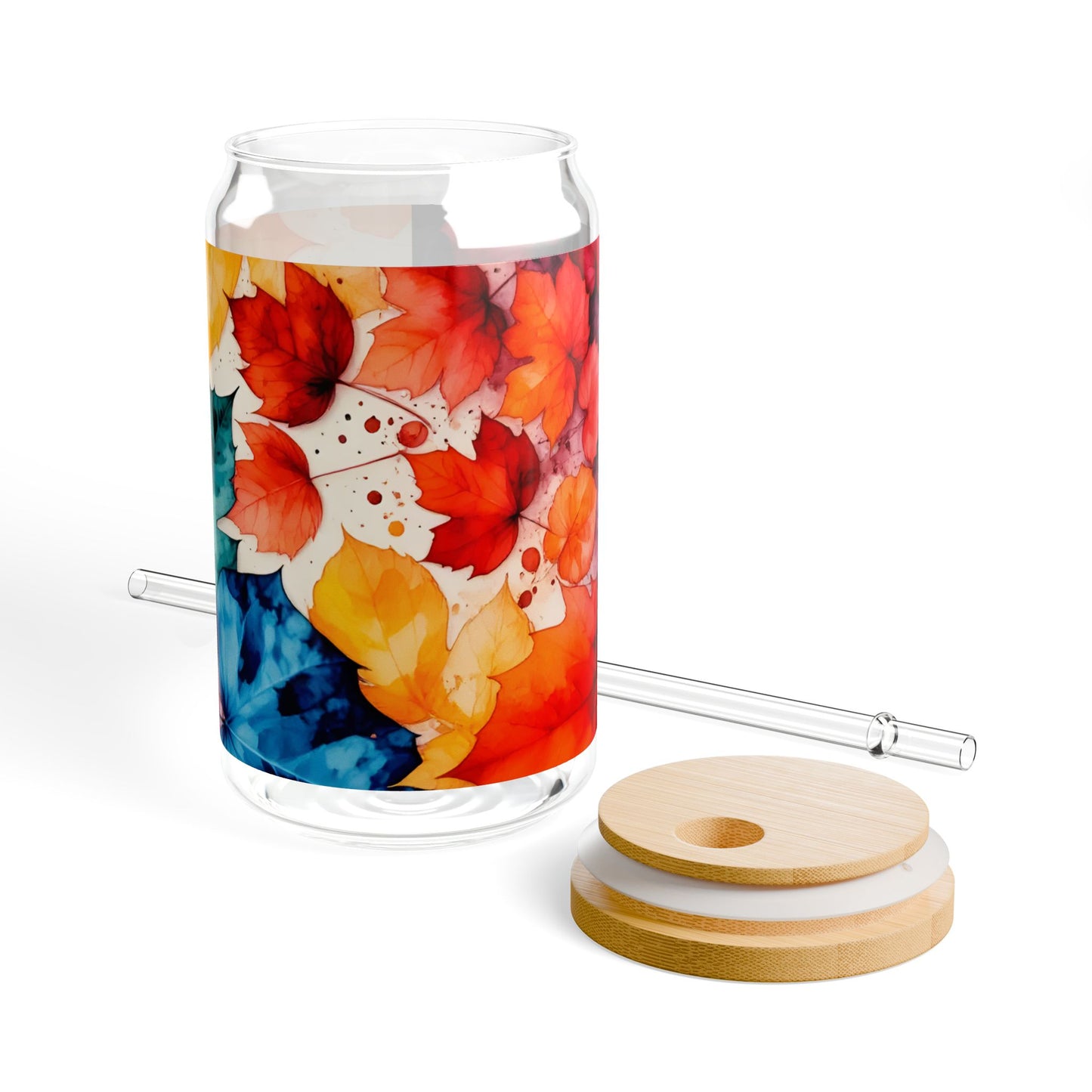Fall Leaves Sipper Glass