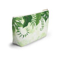 Green Botanical Accessory Pouch