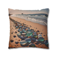 Colorful Sea Glass on Beach Pillowcase