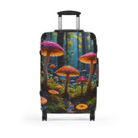Vibrant Mushrooms in Rain Forest Cabin Suitcase