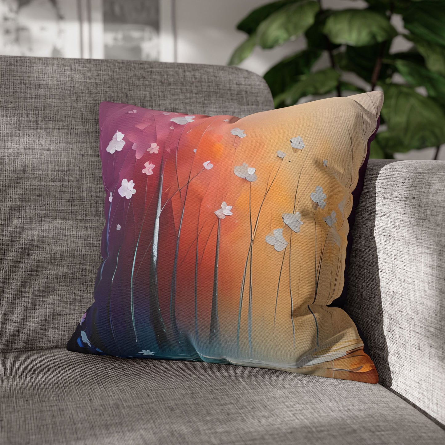 Minimalist Art Field of Flowers Pillow Cover