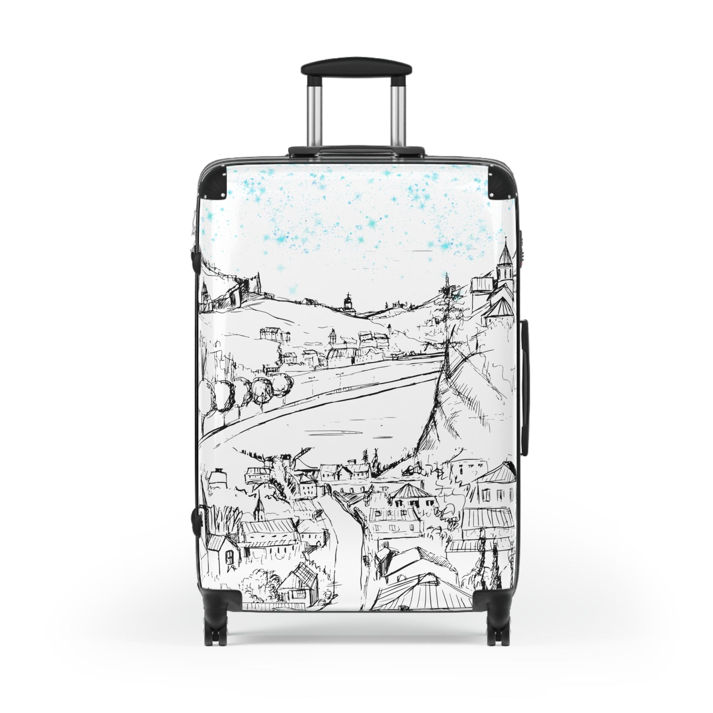 Starry Night Village Sketch Suitcase