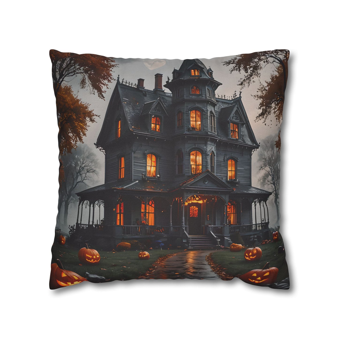 Haunted Victorian Mansion Pillow Cover