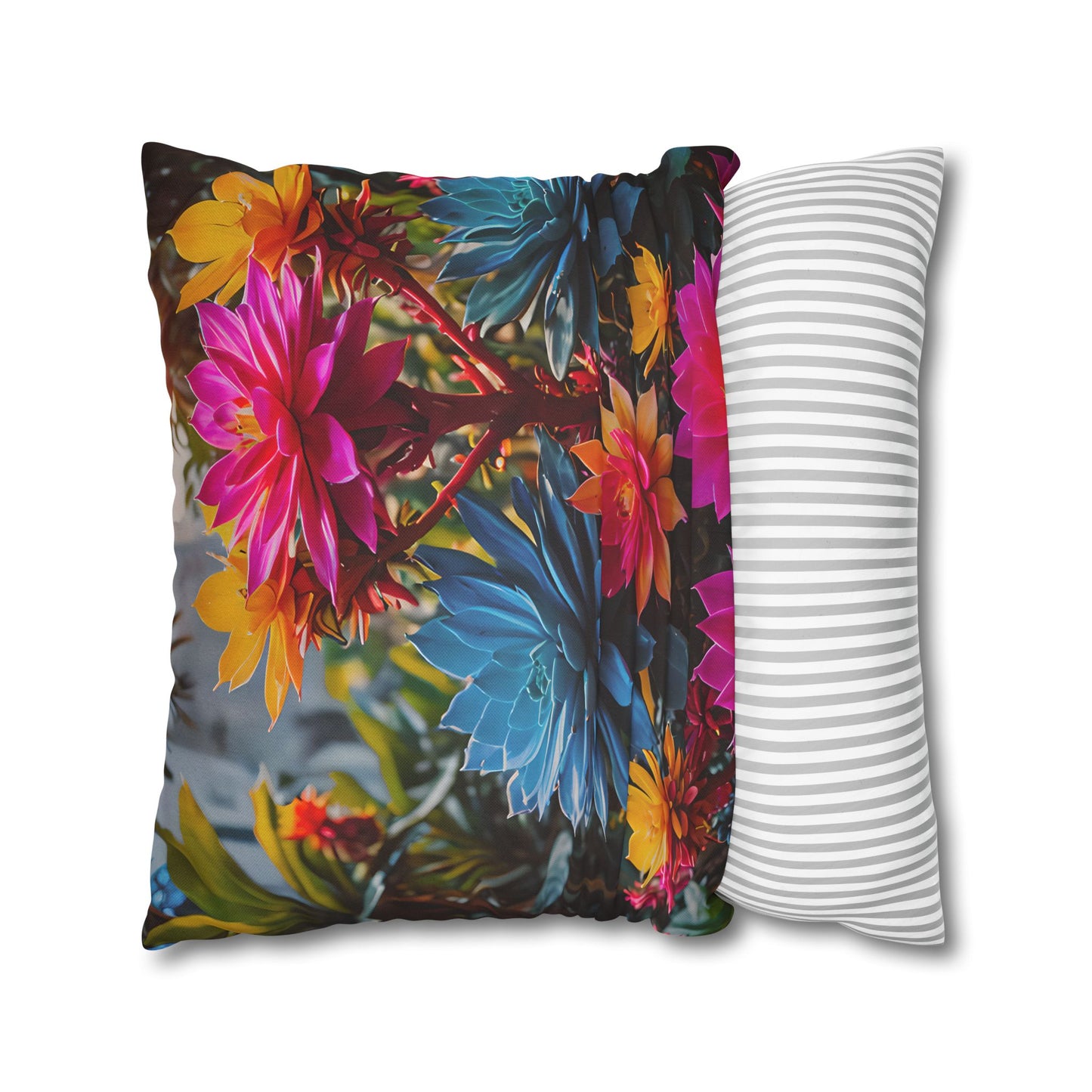 Bright Colorful Succulents Pillow Cover