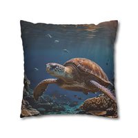 Sea Turtle in the Deep Blue Pillowcase