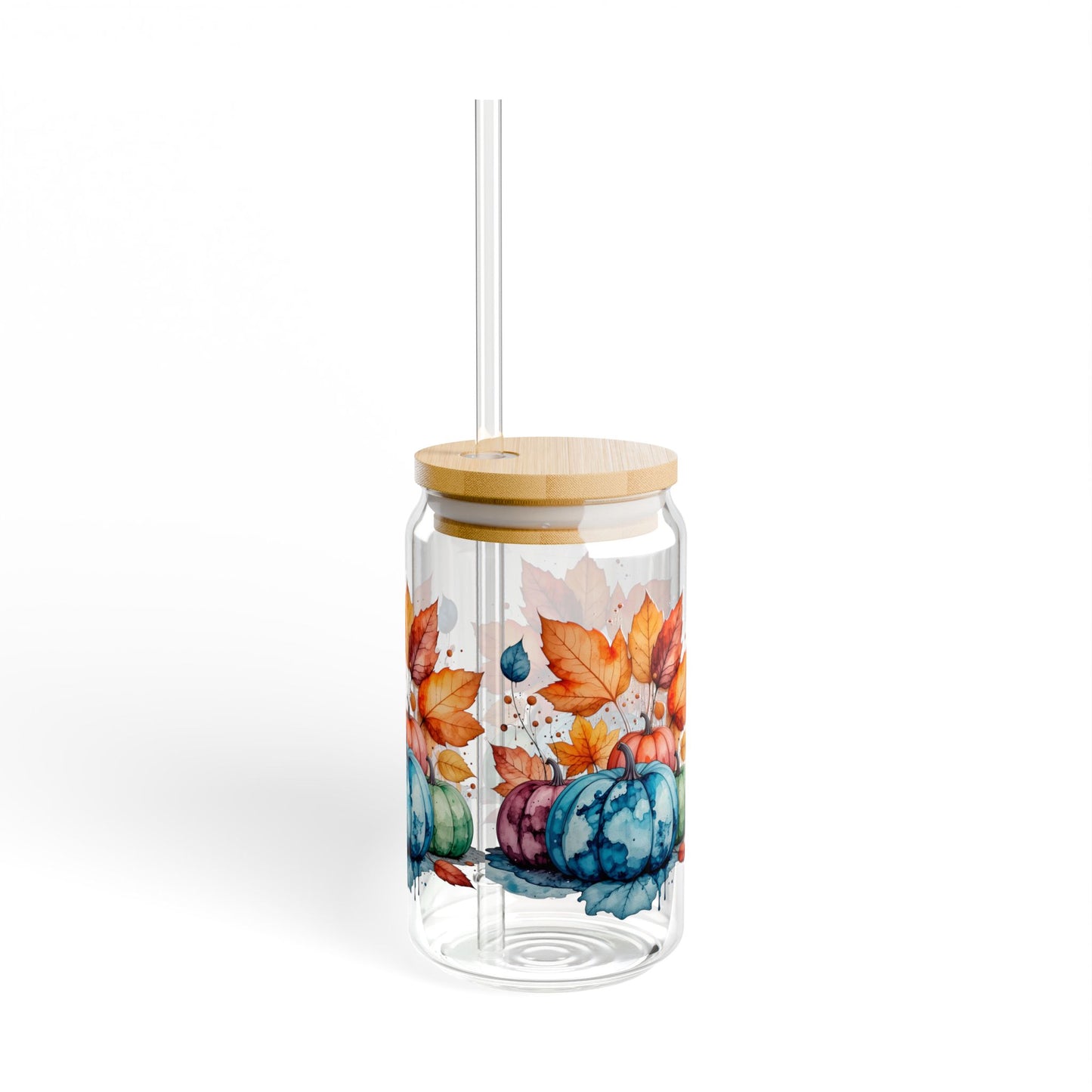 Colorful Autumn Pumpkin Sipper Glass