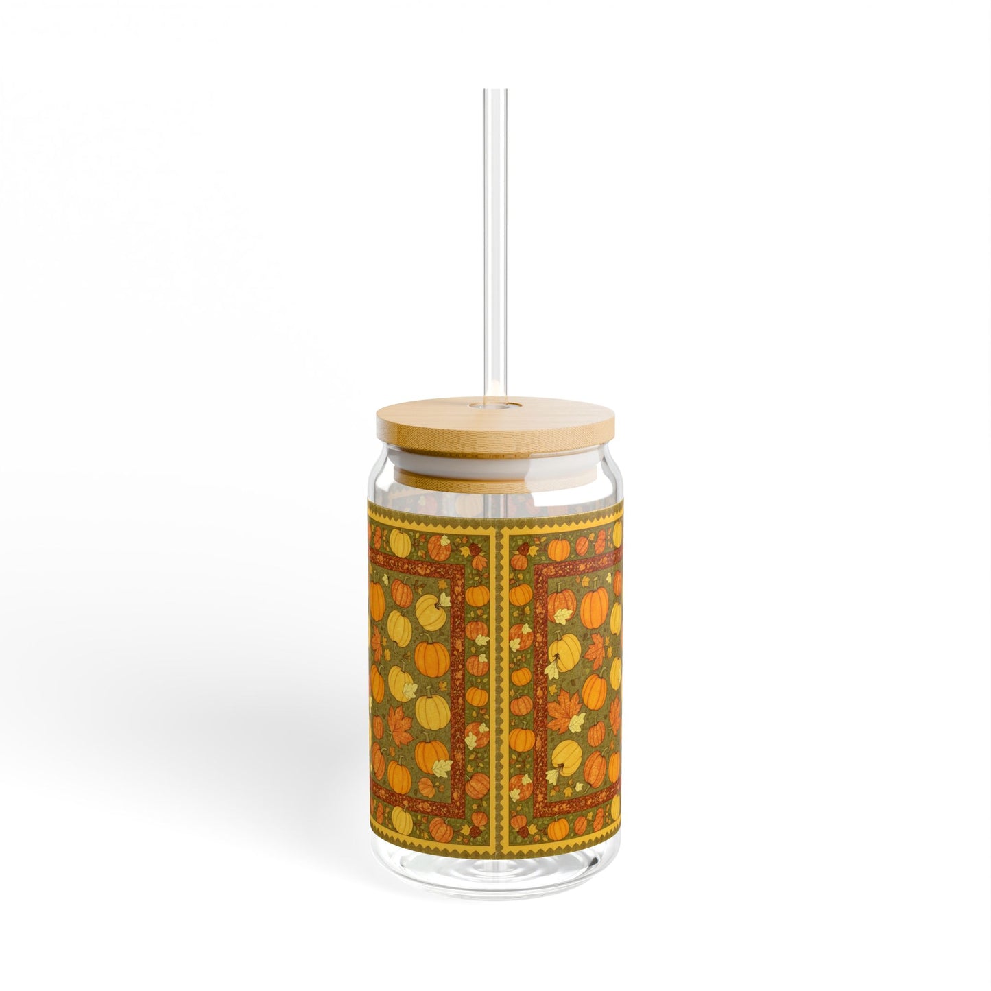 Pumpkin Harvest Quilt Patch Sipper Glass