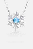 925 Sterling Silver Topaz Snowflake Shape Necklace