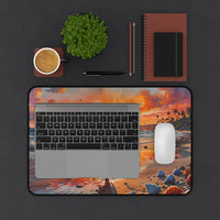 Girl Walking on Sunset Beach Desk Mat