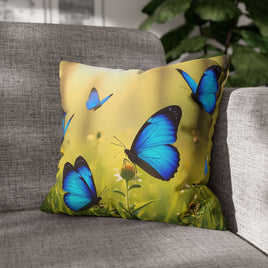 Blue Butterfly Decorative Pillowcase