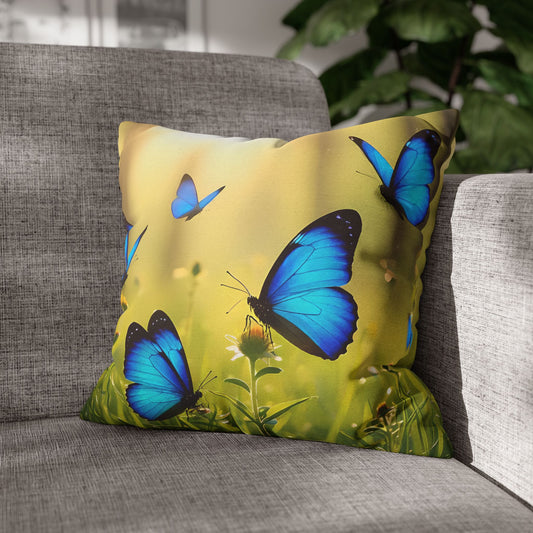 Blue Butterfly Decorative Pillowcase