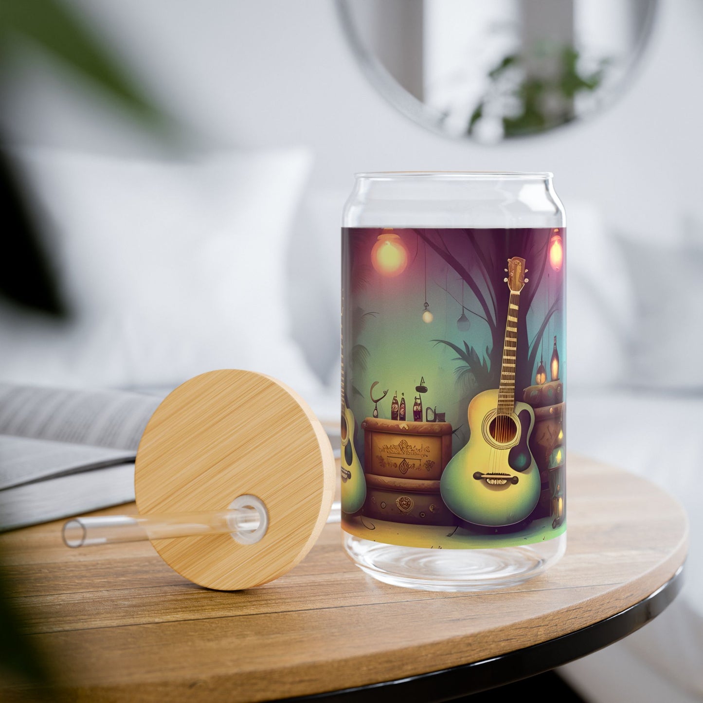 Day of the Dead Acoustic Guitar Skull  Sipper Glass