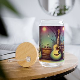 Day of the Dead Acoustic Guitar Skull  Sipper Glass