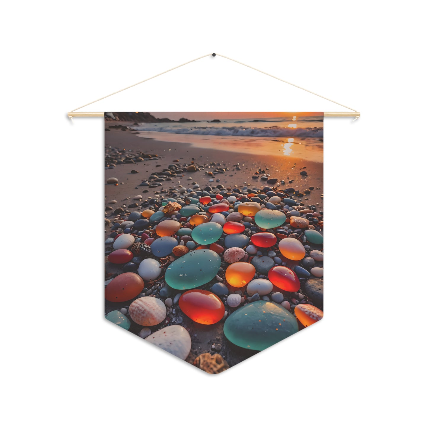 Colorful Sea Glass Beach Pennant Wall Decor