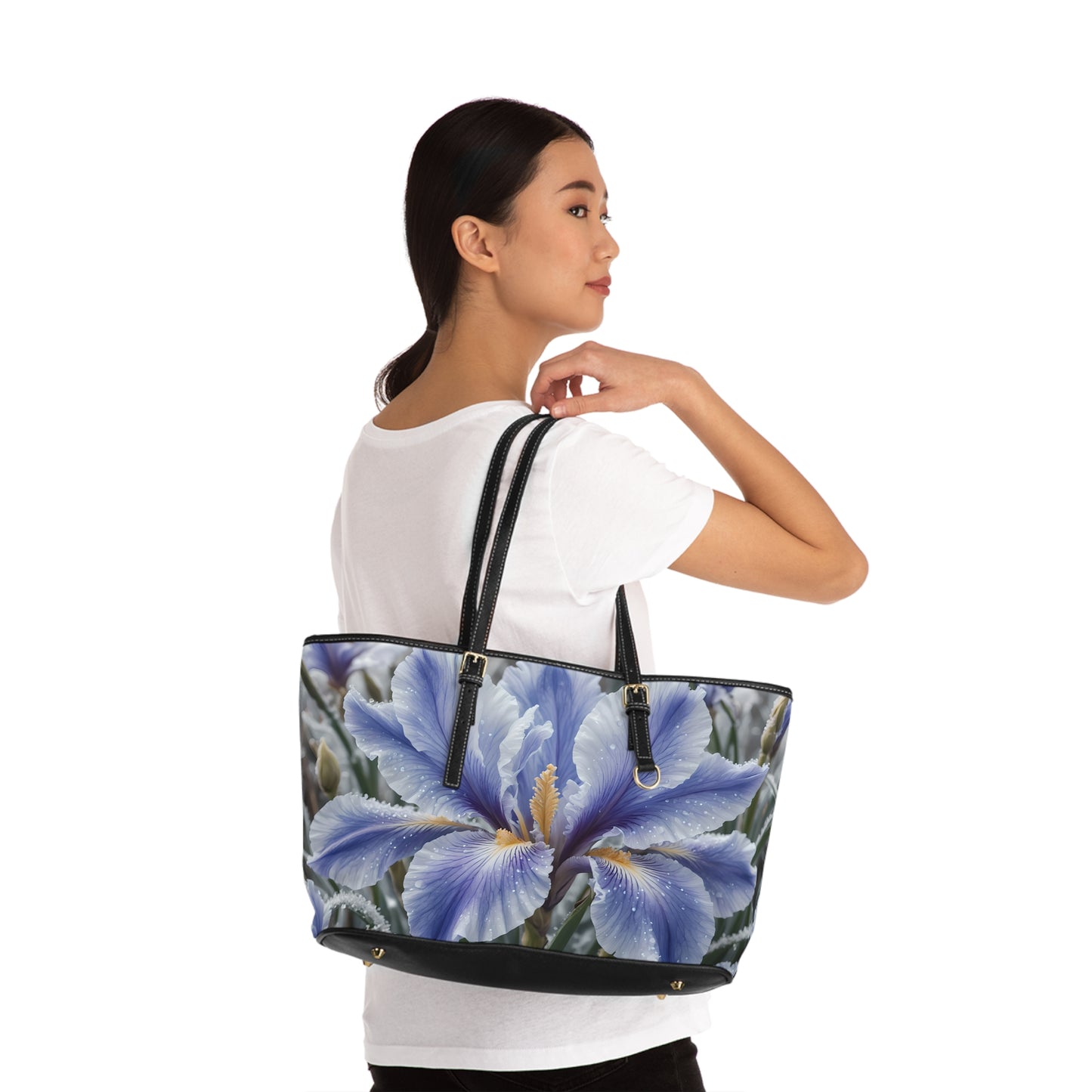 Floral Iris PU Leather Shoulder Bag