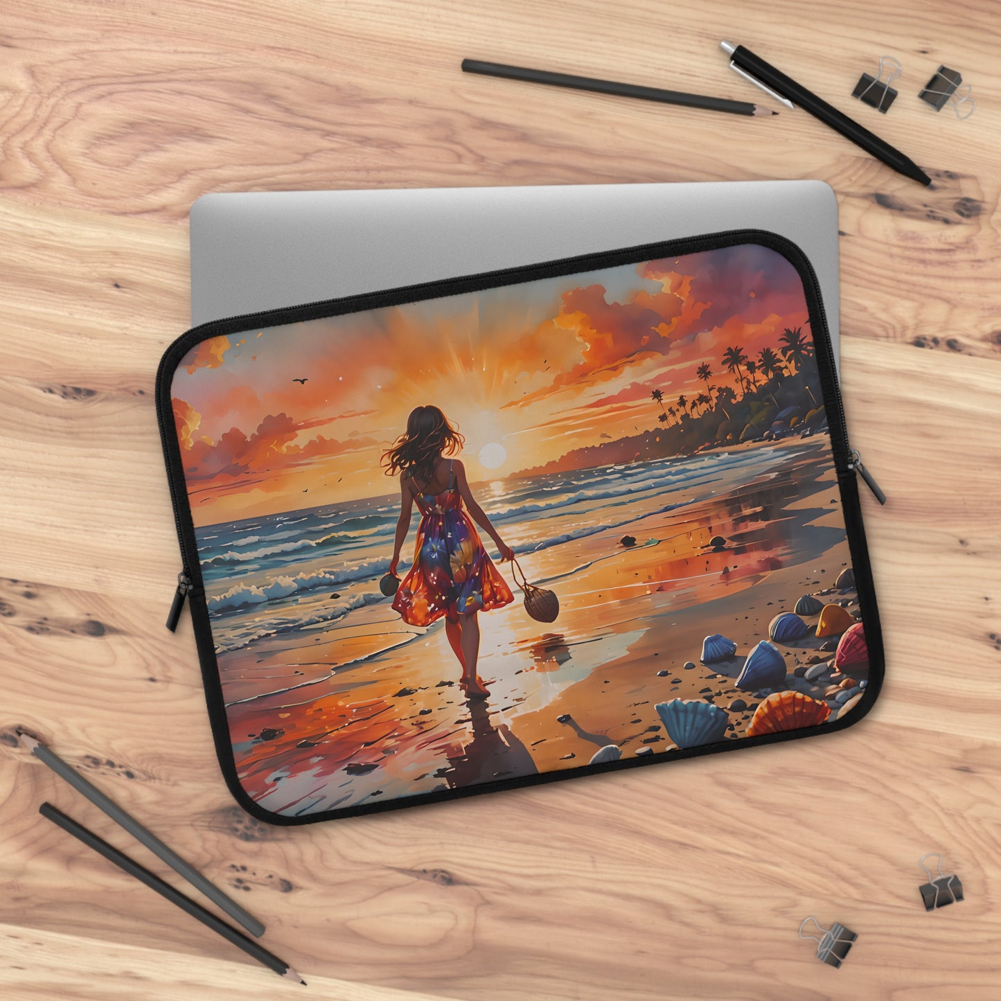 Sunset Beach Walk Laptop Sleeve