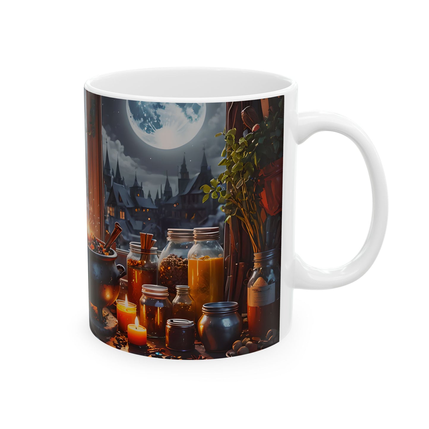 Black Cat Witch Cauldron Mug