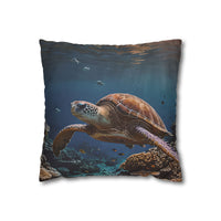 Sea Turtle in the Deep Blue Pillowcase