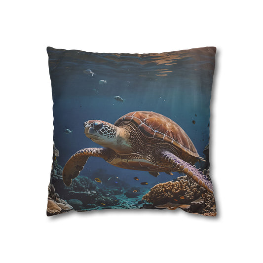 Sea Turtle in the Deep Blue Pillowcase