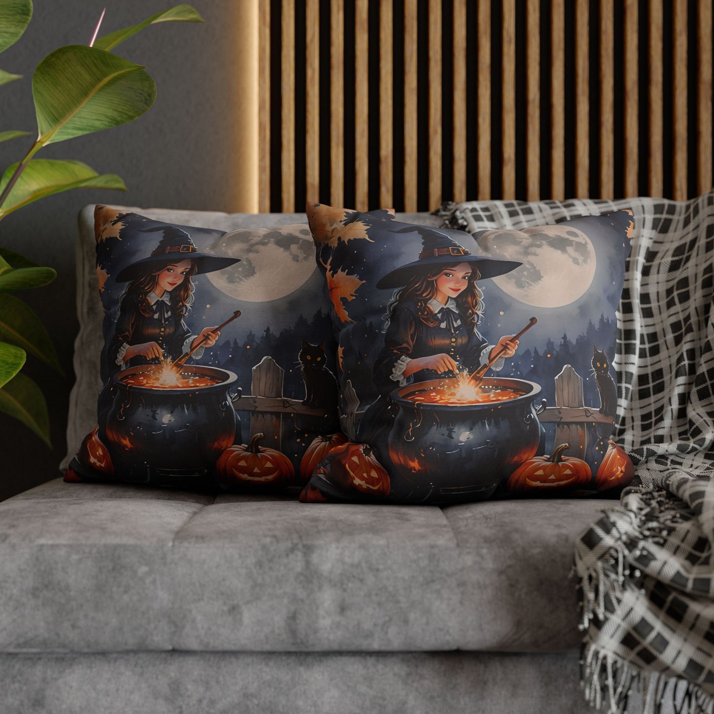 Cute Witch Cauldron Pillow Cover