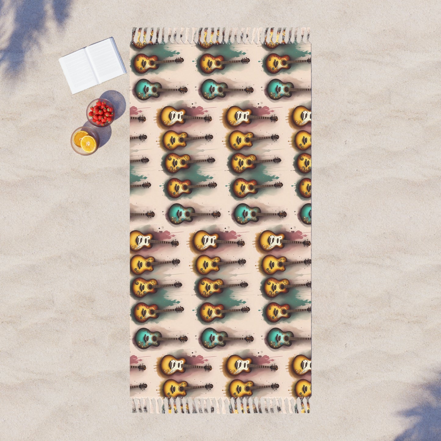 Boho Guitar Beach Towel