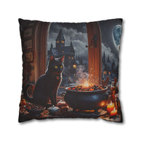 Black Cat Cauldron Pillow Cover