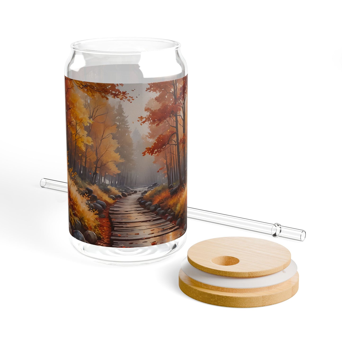 Fall Forest Path Sipper Glass