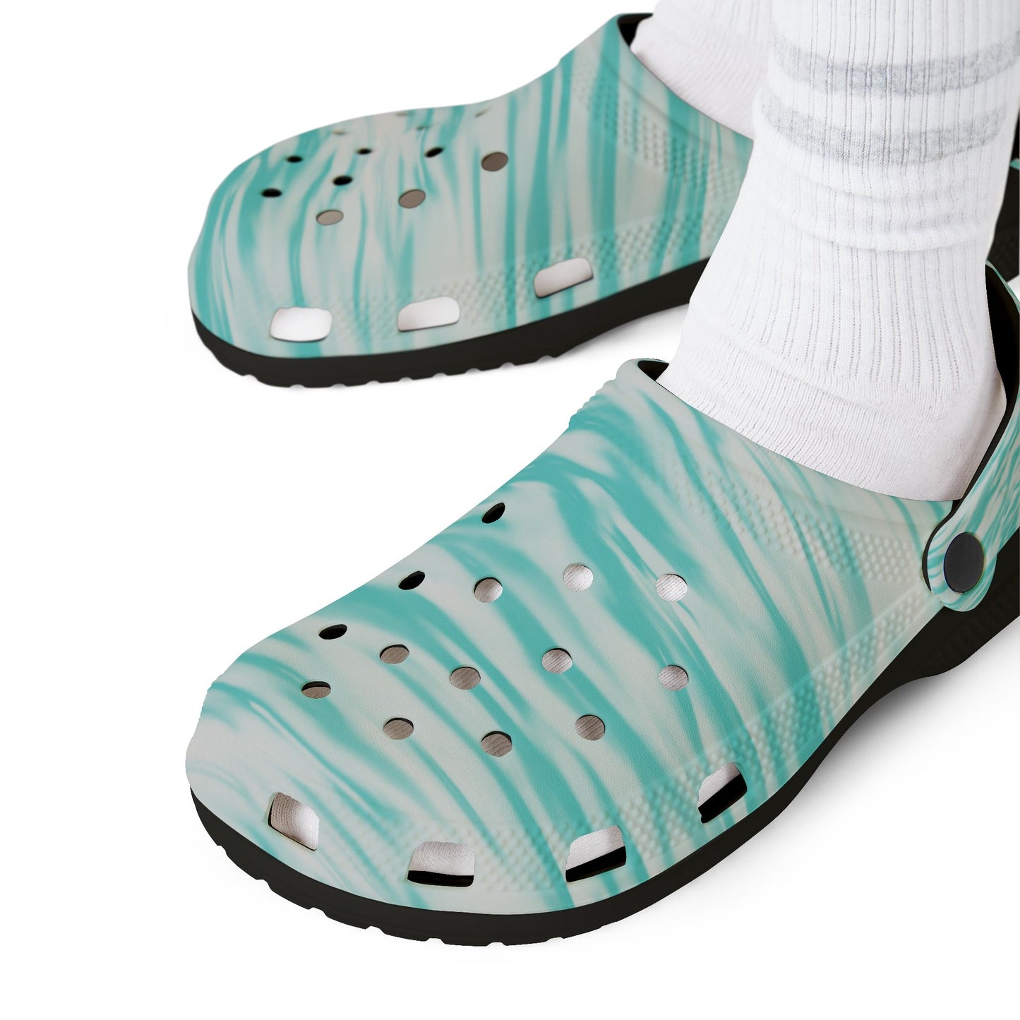 Turquoise Wave Foam Clogs