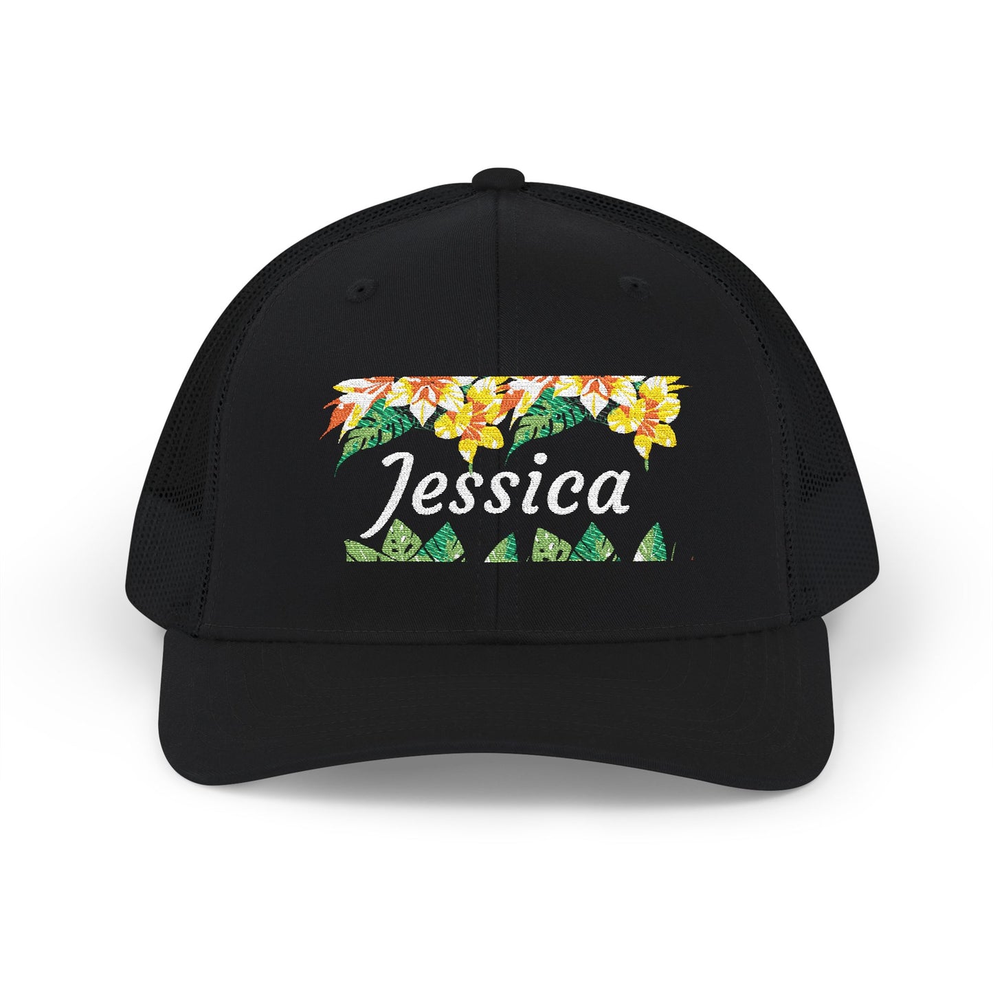 Personalized Embroidered Floral Name Trucker Cap
