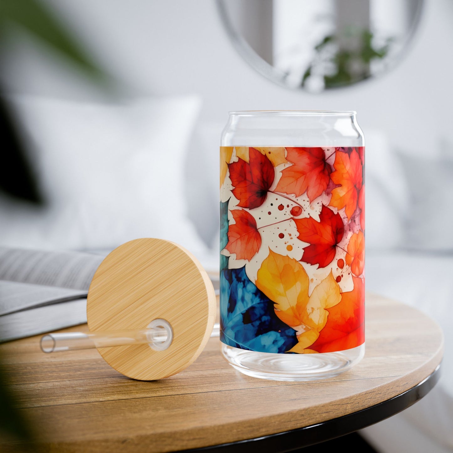 Fall Leaves Sipper Glass