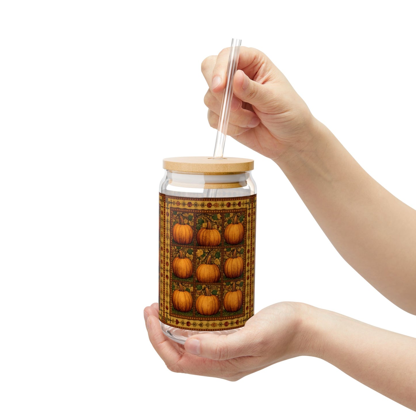 Pumpkin Quilt Patch Sipper Glass