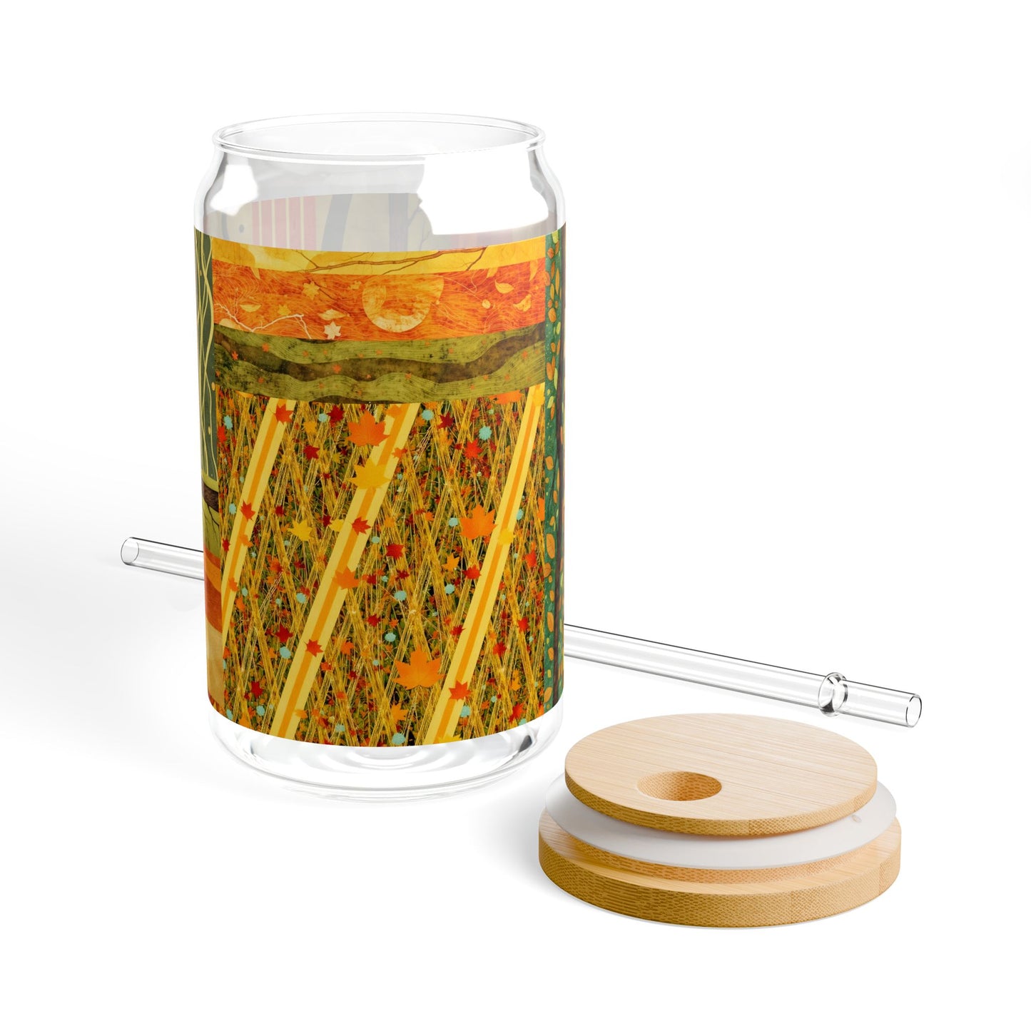 Autumn Abstract Pattern Sipper Glass