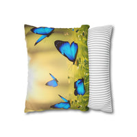 Blue Butterfly Decorative Pillowcase