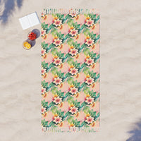 Boho Tropical Floral Beach Towel