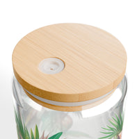 Tropical Palm Leaves Bouquet Sipper Glass
