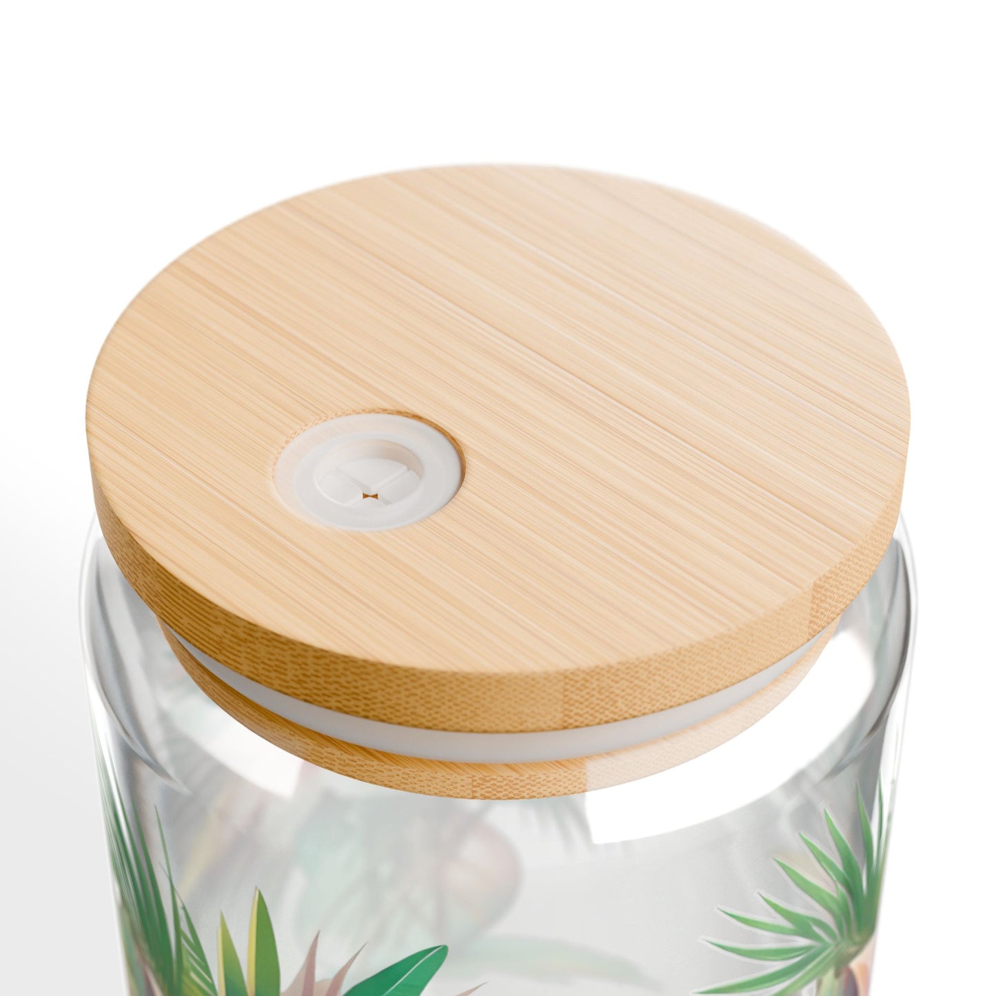 Tropical Palm Leaves Bouquet Sipper Glass